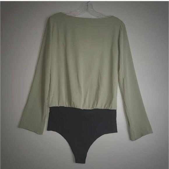 NWT L'Agence Angel Bodysuit Light Green Black Square Neck Petite Small - Picture 7 of 9